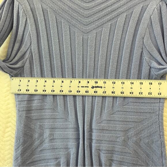 Soft Surroundings Blue Longline Gold Zip Geometric Cardigan Sweater Womens Small - Picture 13 of 15